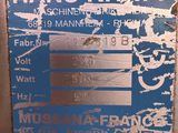 a blue and white sign on the side of a refrigerator