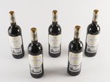 six bottles of wine are arranged in a circle on a white surface
