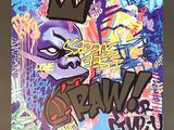 peinture représentant un graffiti surmonté d'une couronne, dans un cadre noir