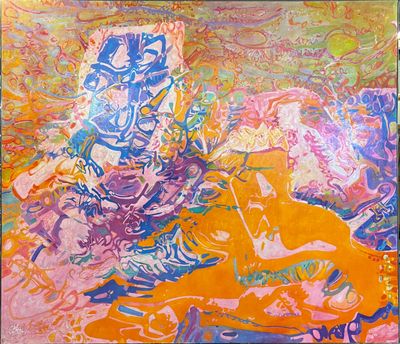 une image représentant un tableau où figurent une femme et un chat