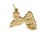a close up of a gold charm with a bird on it