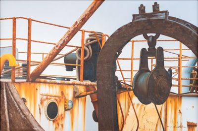 W.Y. CHUNET (?) - "Poulie et nœud d'amarrage", huile sur toi…