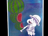 a picture of a painting of a child holding a flower