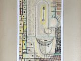 une photo représentant un dessin de toilettes dans une salle de bains