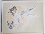 an image of a drawing of a woman riding a horse