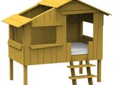 lit-maison en bois avec échelles et escaliers pour enfants