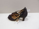 a close up of a pair of women ' s shoes on a white surface