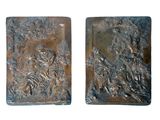 paire de serre-livres en bronze représentant un homme et une femme dans une forêt