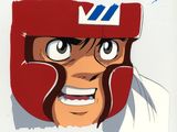 dessin représentant un homme portant un casque rouge et arborant un sourire
