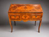 an old wooden desk with drawers and drawers on top of it