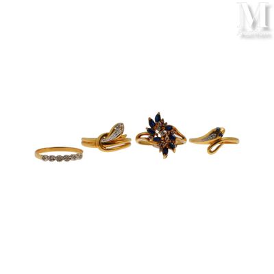 Lot de bagues Lot de bagues en or jaune 18K (750°/°°) compre… - Photo 1