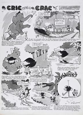 une image représentant un livre de bandes dessinées avec des illustrations d'animaux et d'oiseaux