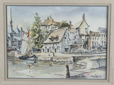 une image d'un tableau représentant un bateau dans l'eau