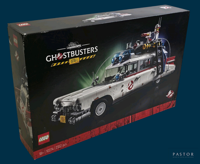 a box with a lego ghostbuster in it