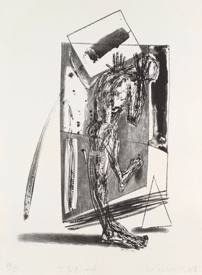 une image représentant un dessin en noir et blanc d'un homme tenant un couteau