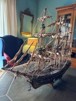 Maquette de voilier trois mats en bois, fer, cordages et tis… (photo 3)