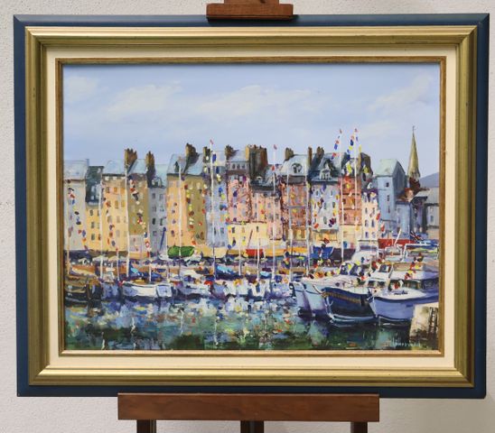LALEMAND (XXème) « Le port ». Huile sur toile. Signé en bas à dro...