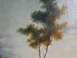 a picture of a painting of a tree in a field