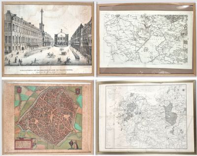 quatre anciennes cartes de Paris, représentant notamment les rues et les ruelles de la ville