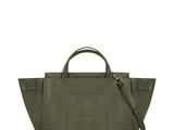 the small leather tote bag in olive green