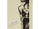 un dessin en noir et blanc représentant une femme tenant un homme dans ses bras