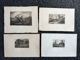 quatre photographies en noir et blanc représentant des arbres dans un champ