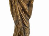 bronze statue of a woman holding a fan on a marble base