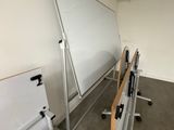 a white board on the wall in a room