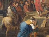 painting of a painting of a man on a horse and a woman on a horse