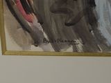 a painting of a man riding a bike on the wall