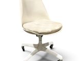 an image of a white office chair with wheels on a white background