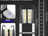 un schéma représentant une échelle, avec ses dimensions et sa hauteur