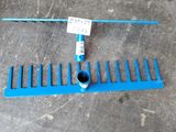 a blue rack that has a blue handle on it