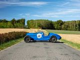 a blue car that is parked on the side of the road