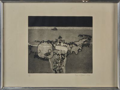 framed black and white photograph of a painting of a giraffe on a wall