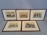 three framed pictures of people riding horses and a man riding a horse