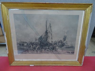 l'image d'un tableau représentant un bateau posé sur une table rouge