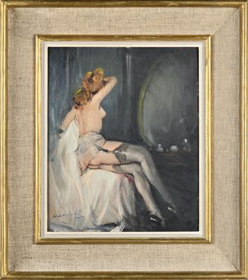 une image d'un tableau représentant une femme en robe blanche