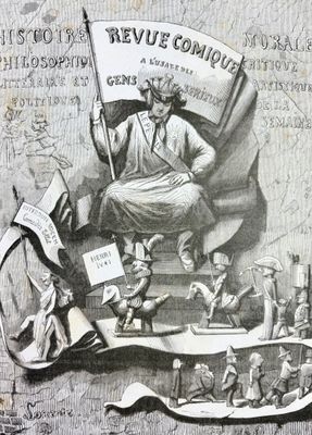 un dessin représentant un homme assis sur une chaise, tenant un drapeau