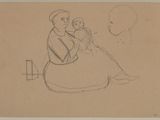 an image of a drawing of a woman holding a baby in her lap