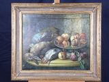 a picture of a painting of a still life with fruit on a table