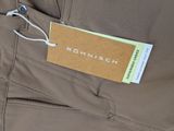 the back of a pair of brown pants with a tag on it