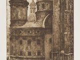 une image représentant un dessin d'un bâtiment doté d'une tour horloge