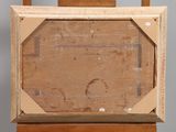 a picture of an old wooden easel with a picture on it