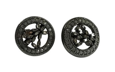 Paire de BOUTONS D'OREILLES en argent 925/1000 serti de diam…