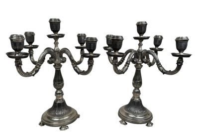 paire de candélabres anciens en métal argenté