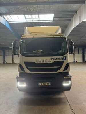 a truck that is parked inside of a building