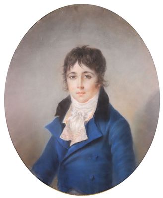 École fin XVIIIe Début XIXe Portrait d'homme en buste à la r…