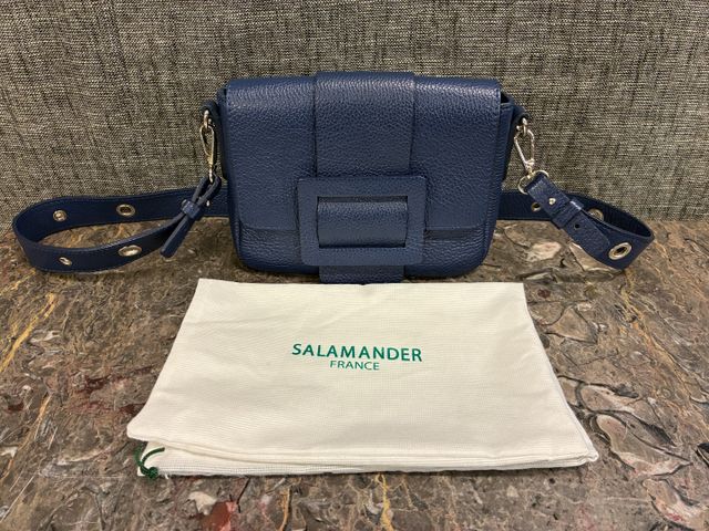 SALAMANDER – Sac bandoulière en cuir bleu. Avec son dustbag. État...