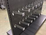 a metal shelf that has a lot of items on it
